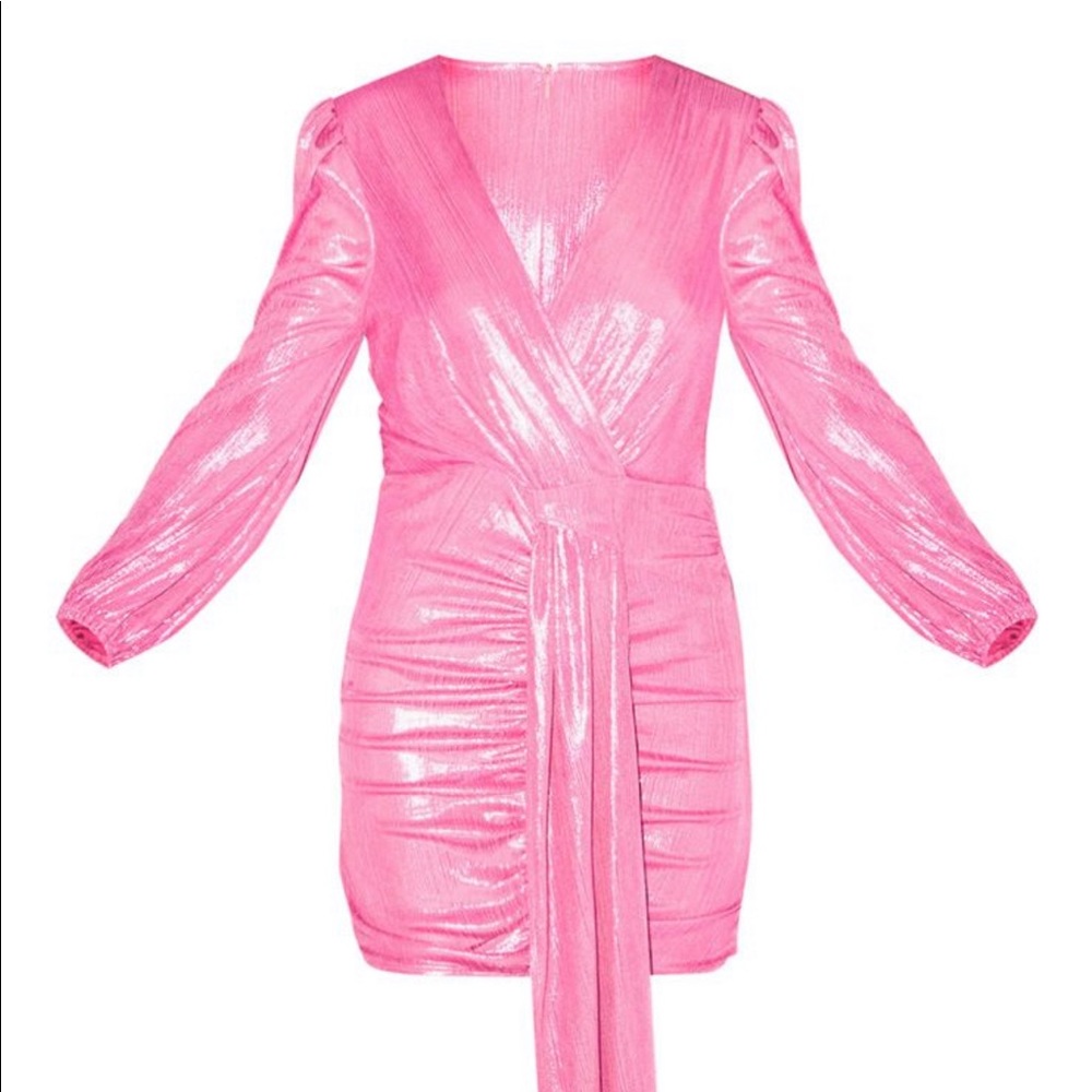 PLT Pink metallic mini dress